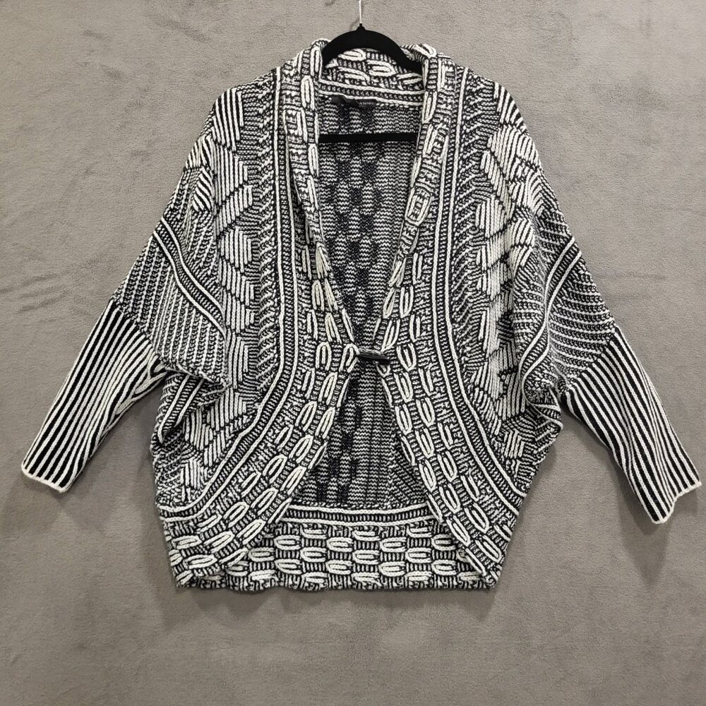 Harve Benard Geometric Kimono Cardigan Sweater Women's Medium Batwing Cozy Comfy
